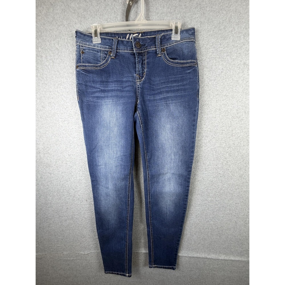 WallFlower Jeans Juniors 11 Blue Medium Wash‎ Mid Rise Skinny Stretch Denim